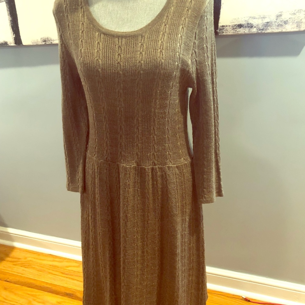 Tan knit long sleeved dress. Never worn.
